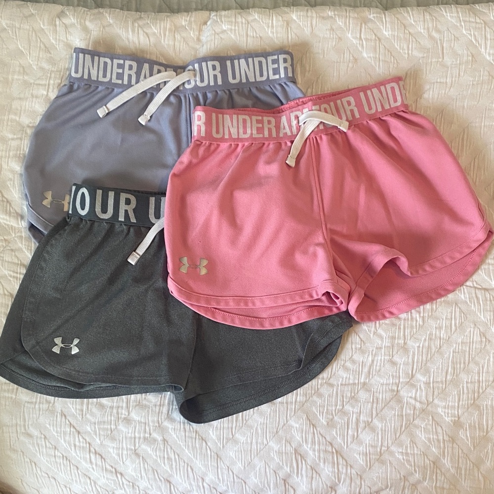 Under Armour girls xs Athletic Shorts - Pink, Gray, Purple